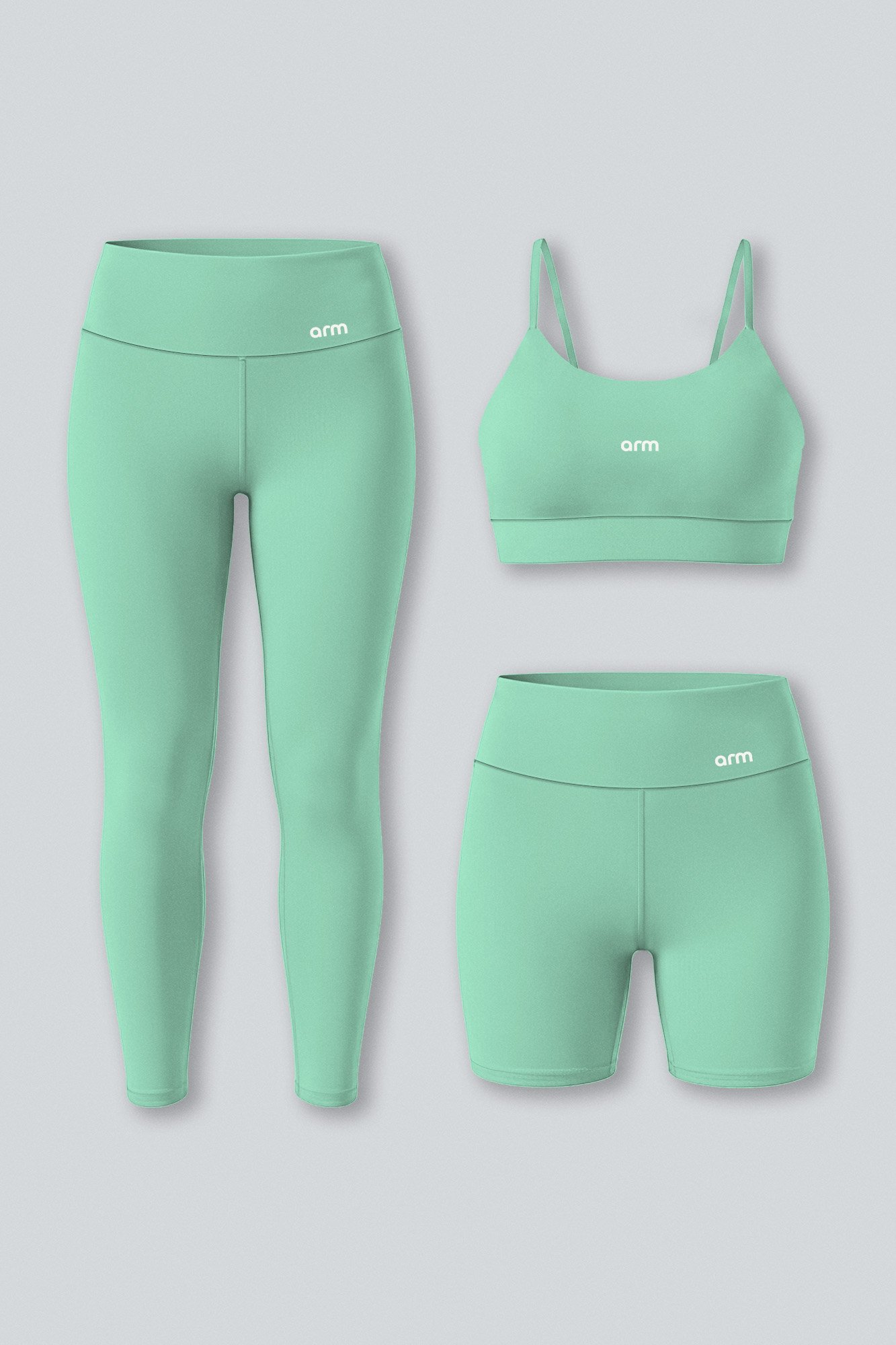 Kit Conjunto Fitness Legging e Short PowerSlim + Top Alça Digital Mint