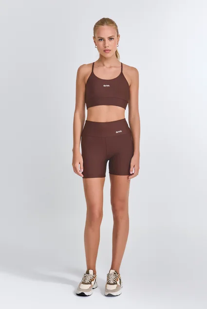 Agora vem a parte mais interessante. Conjunto Fitness Short Powerslim + Top Alça Digital Avelã…