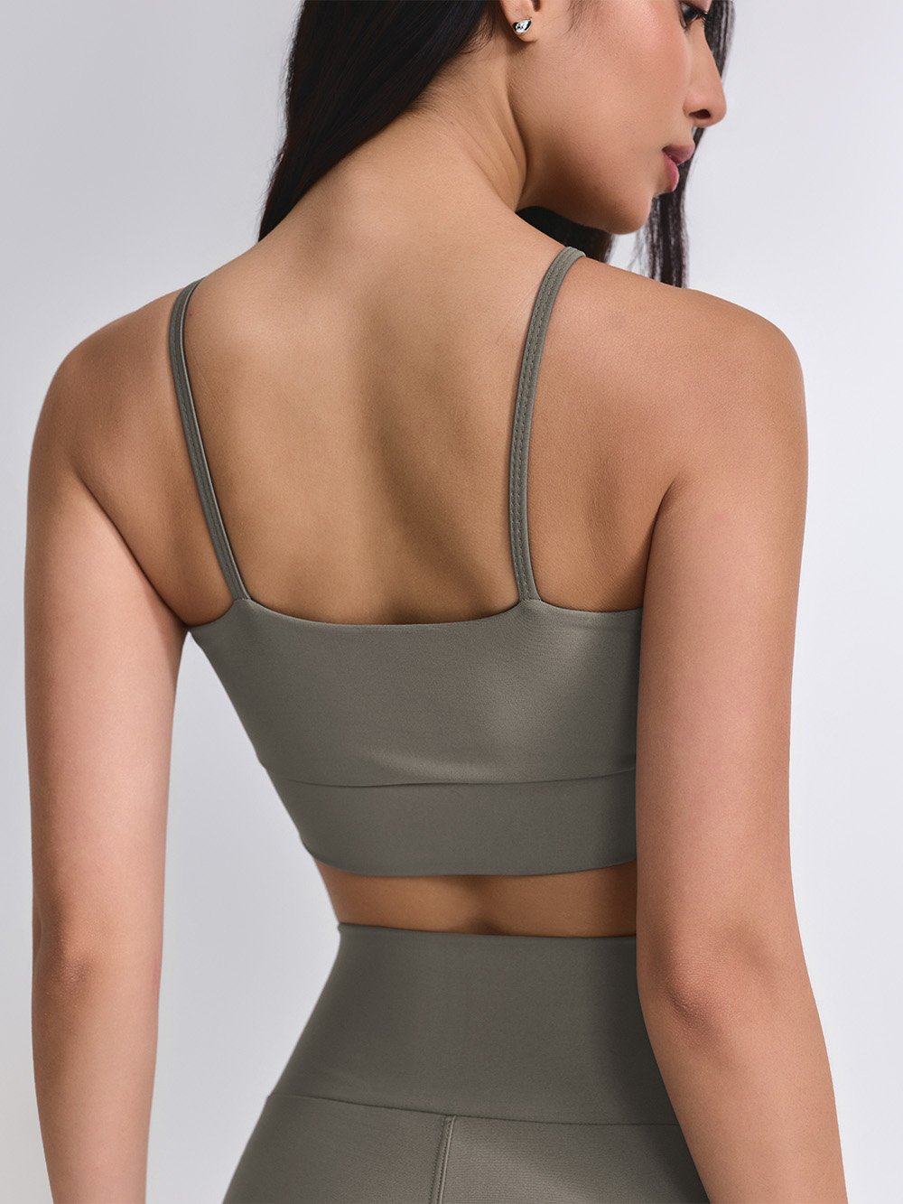 Conjunto Fitness Short PowerSlim + Top Alça Macadamia Oak